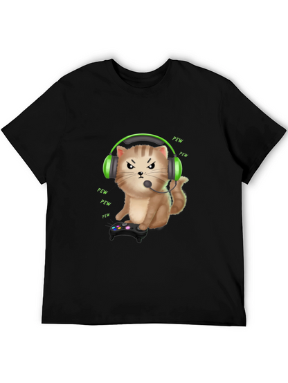 Gamer Cat T-Shirt - Funny Gaming Headset Tee