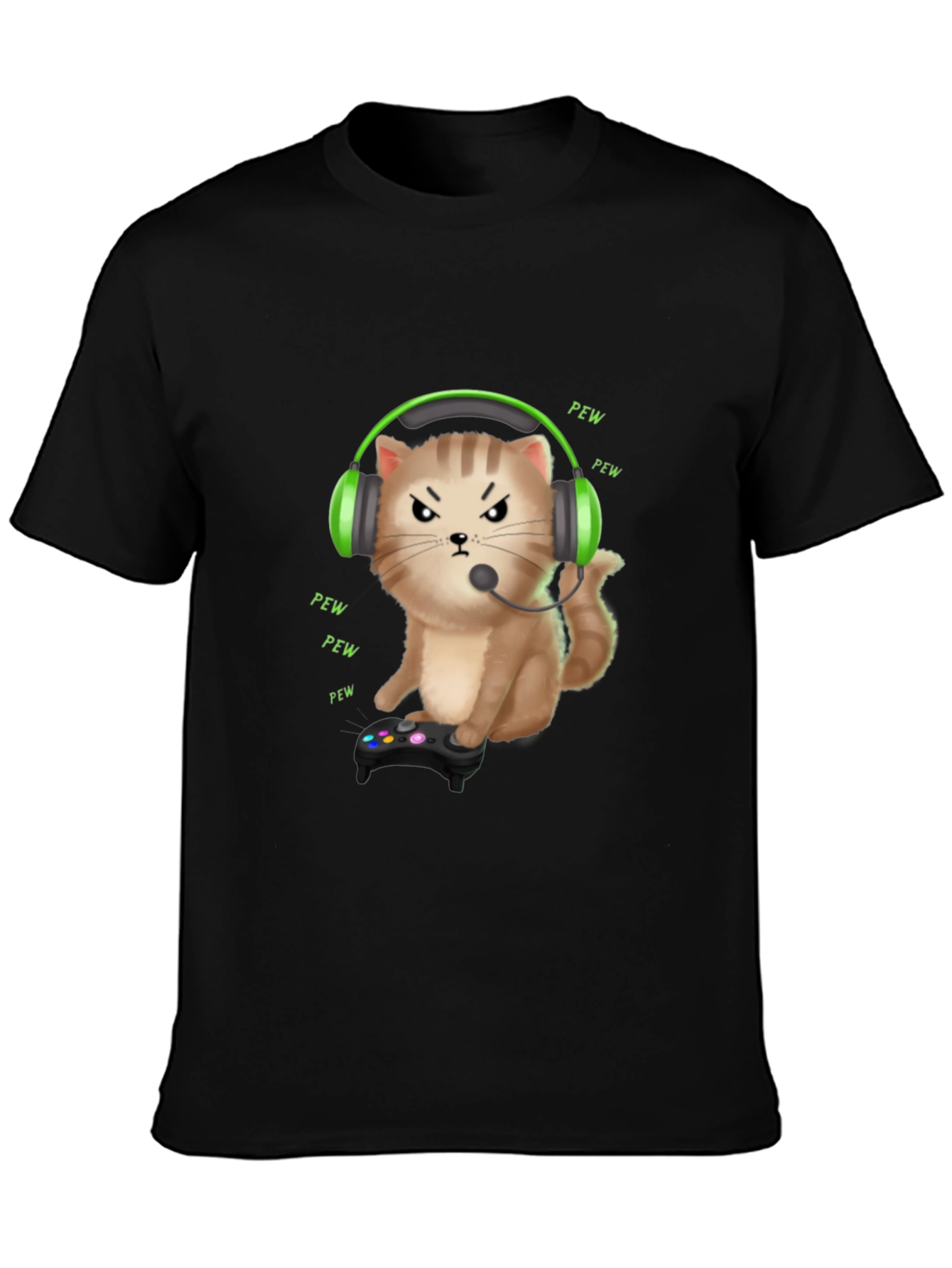 Gamer Cat T-Shirt - Funny Gaming Headset Tee