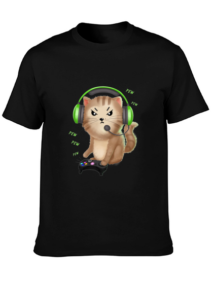 Gamer Cat T-Shirt - Funny Gaming Headset Tee