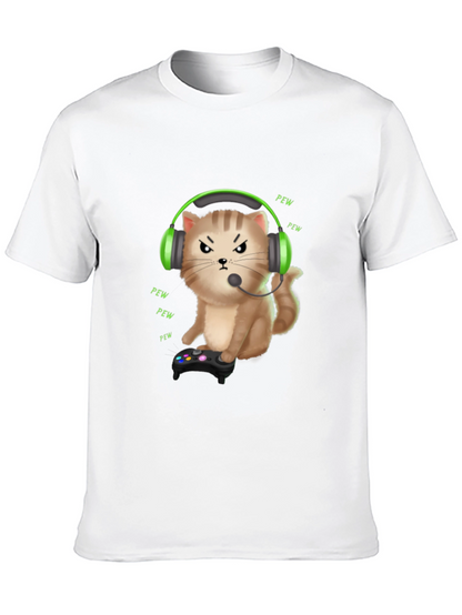Gamer Cat T-Shirt - Funny Gaming Headset Tee