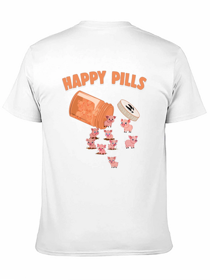 Happy Pills Pig T-Shirt - Cute Animal Graphic Tee