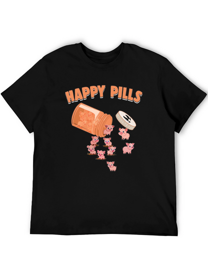 Happy Pills Pig T-Shirt - Cute Animal Graphic Tee
