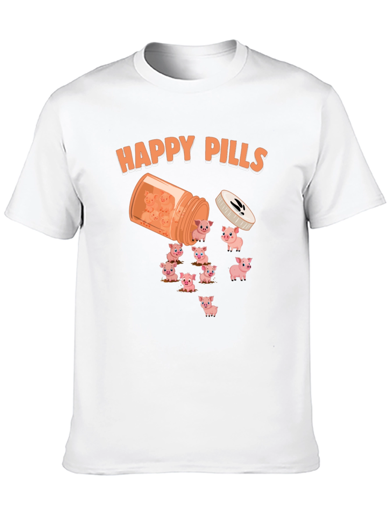 Happy Pills Pig T-Shirt - Cute Animal Graphic Tee