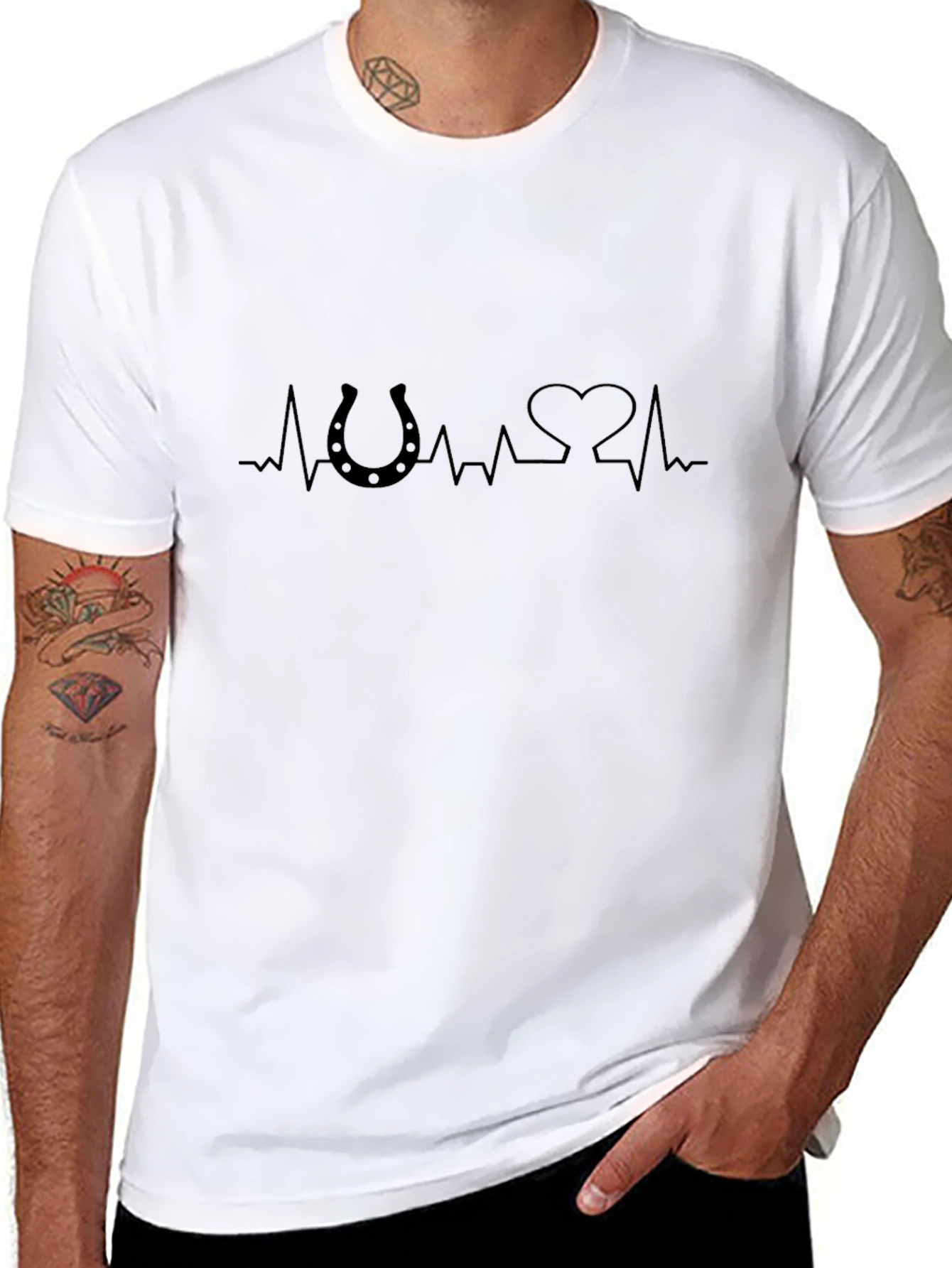 Horseshoe Heartbeat Mens Black T-Shirt