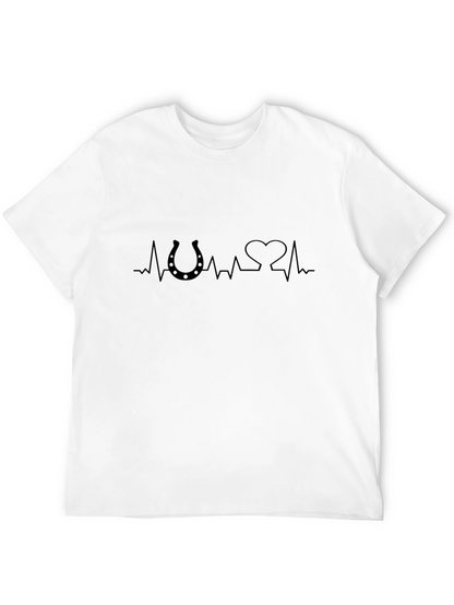 Horseshoe Heartbeat Mens Black T-Shirt