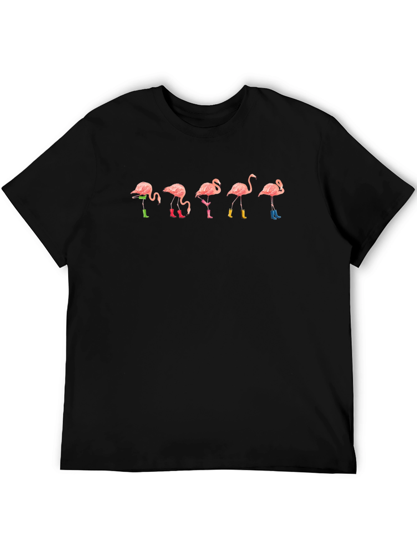 Fun Flamingo Rain Boot T-Shirt - Black
