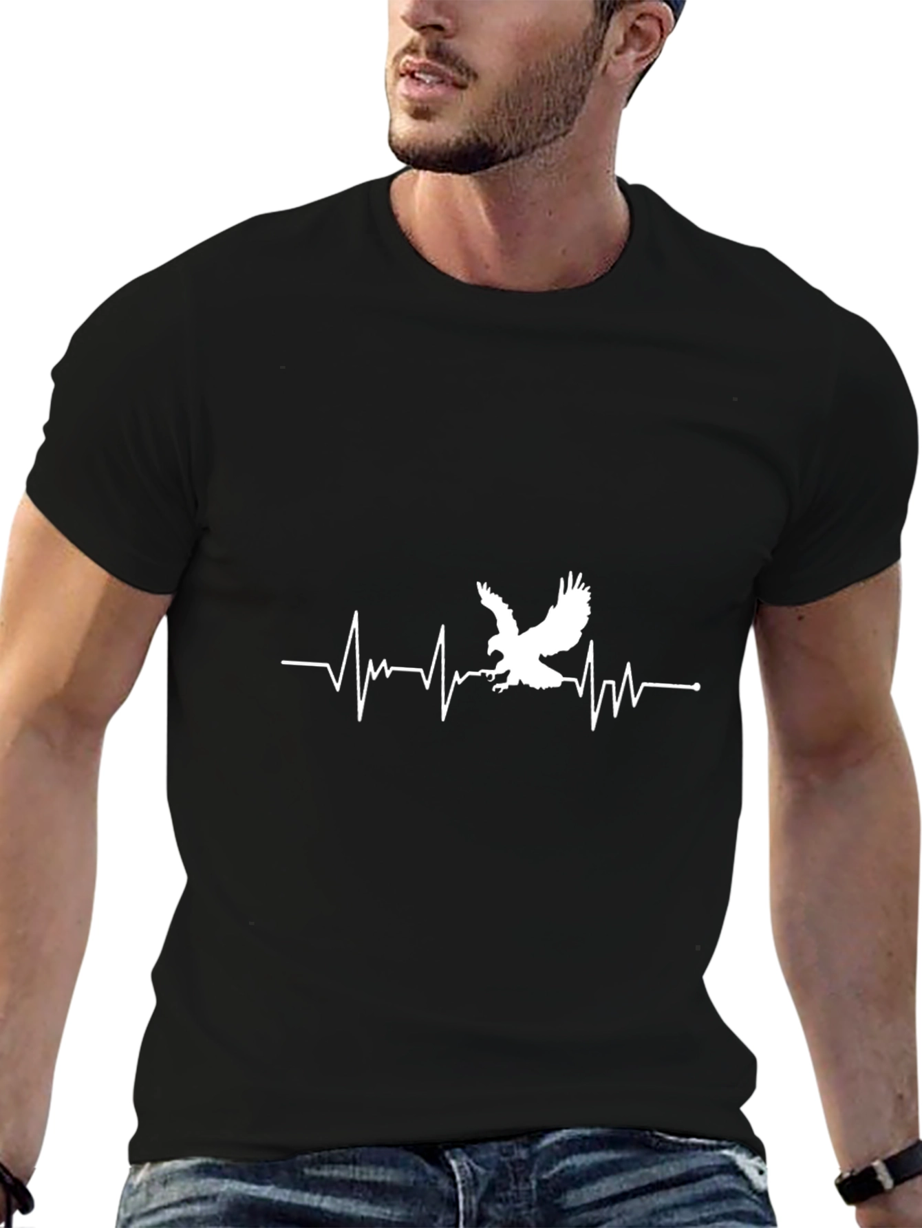 Eagle Heartbeat Graphic Tee - Mens Black T-Shirt