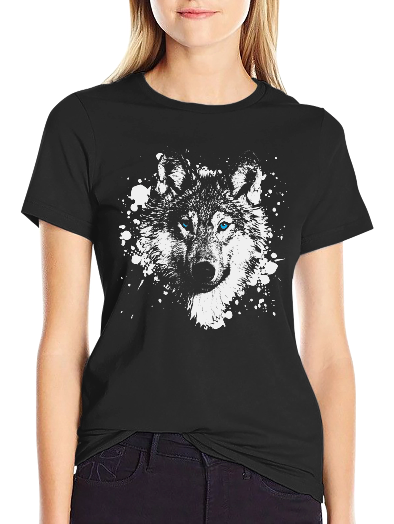 Wolf Graphic Tee - Blue Eyes Black T-Shirt