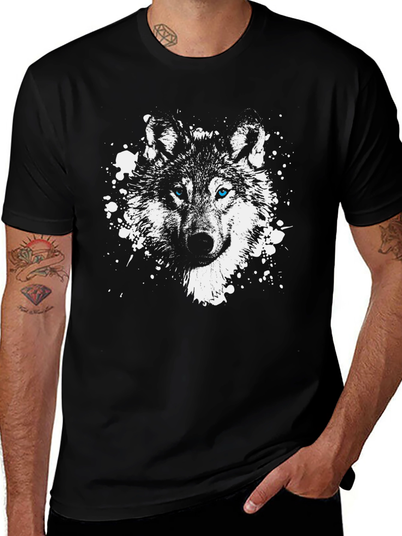Wolf Graphic Tee - Blue Eyes Black T-Shirt