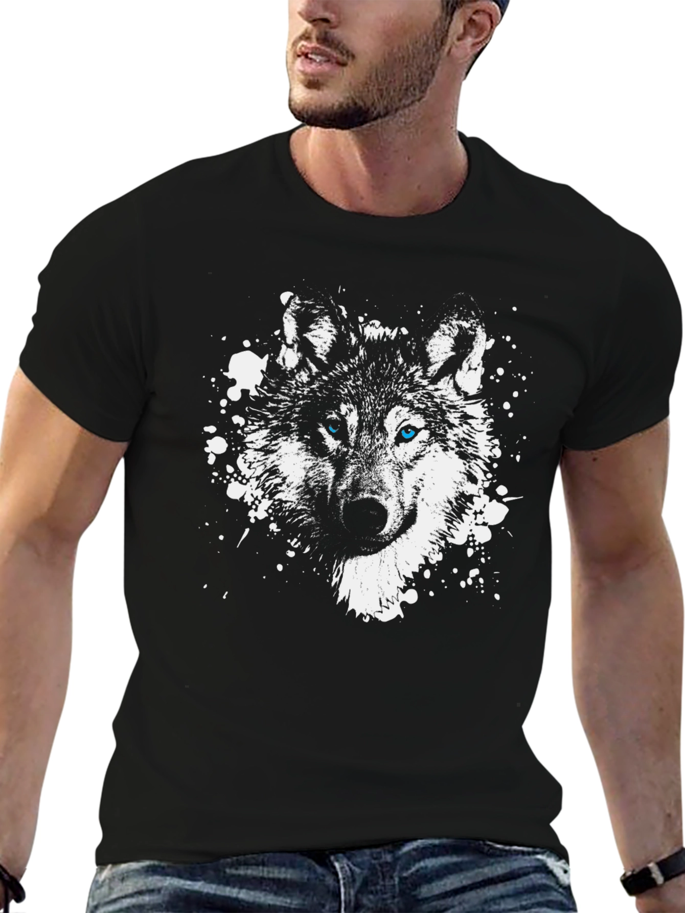 Wolf Graphic Tee - Blue Eyes Black T-Shirt