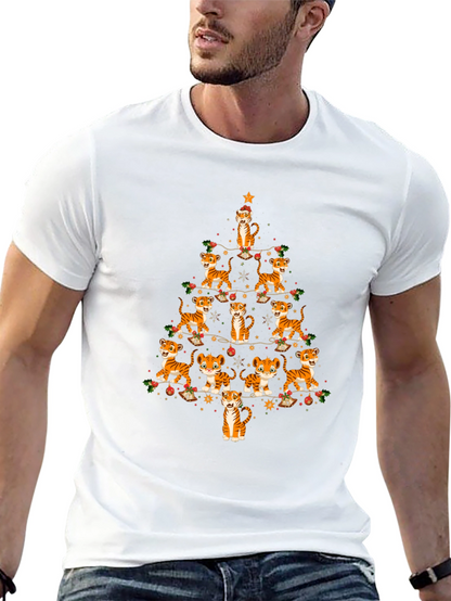 Tiger Christmas Tree T-Shirt - Holiday Tee