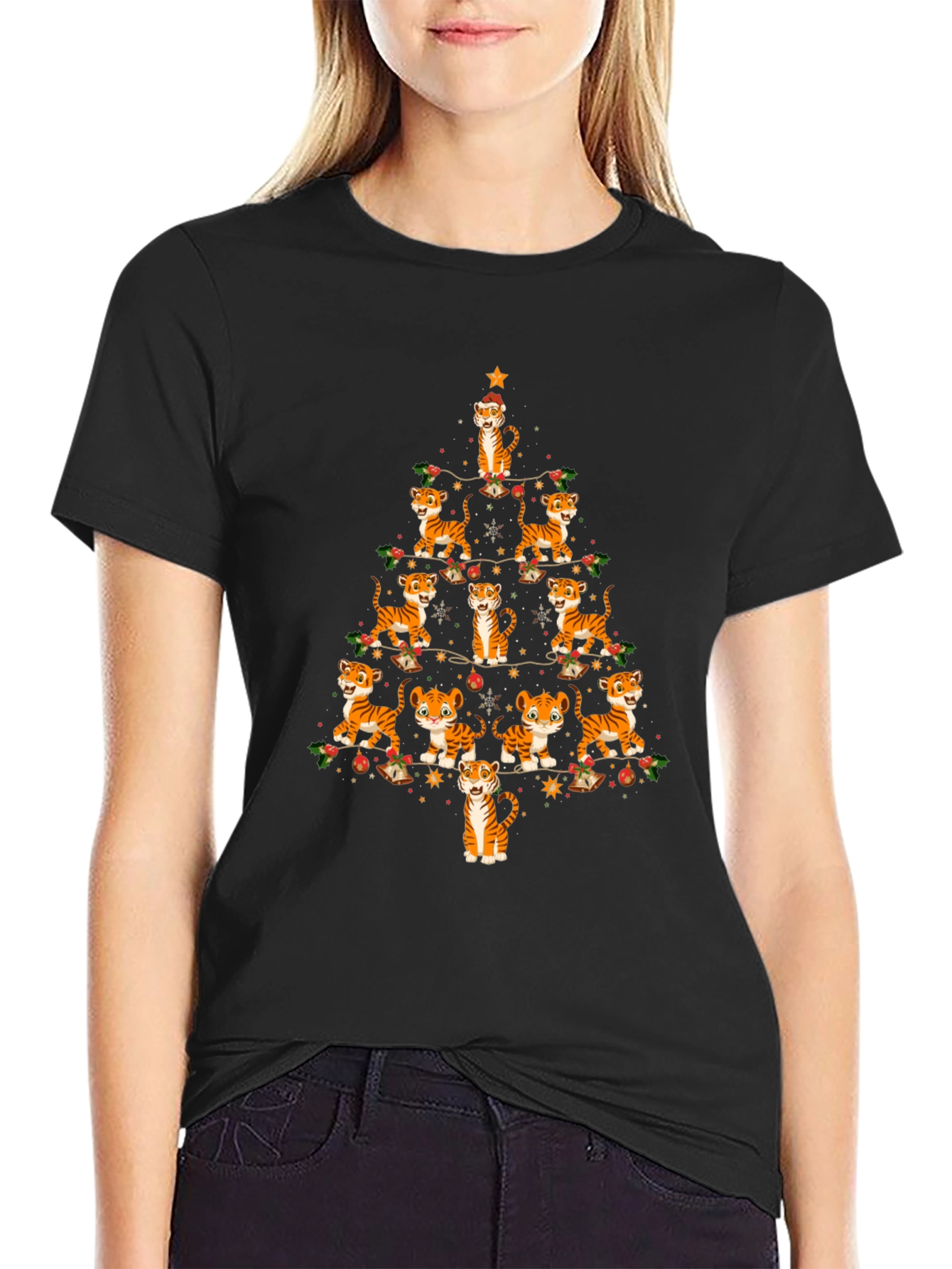 Tiger Christmas Tree T-Shirt - Holiday Tee