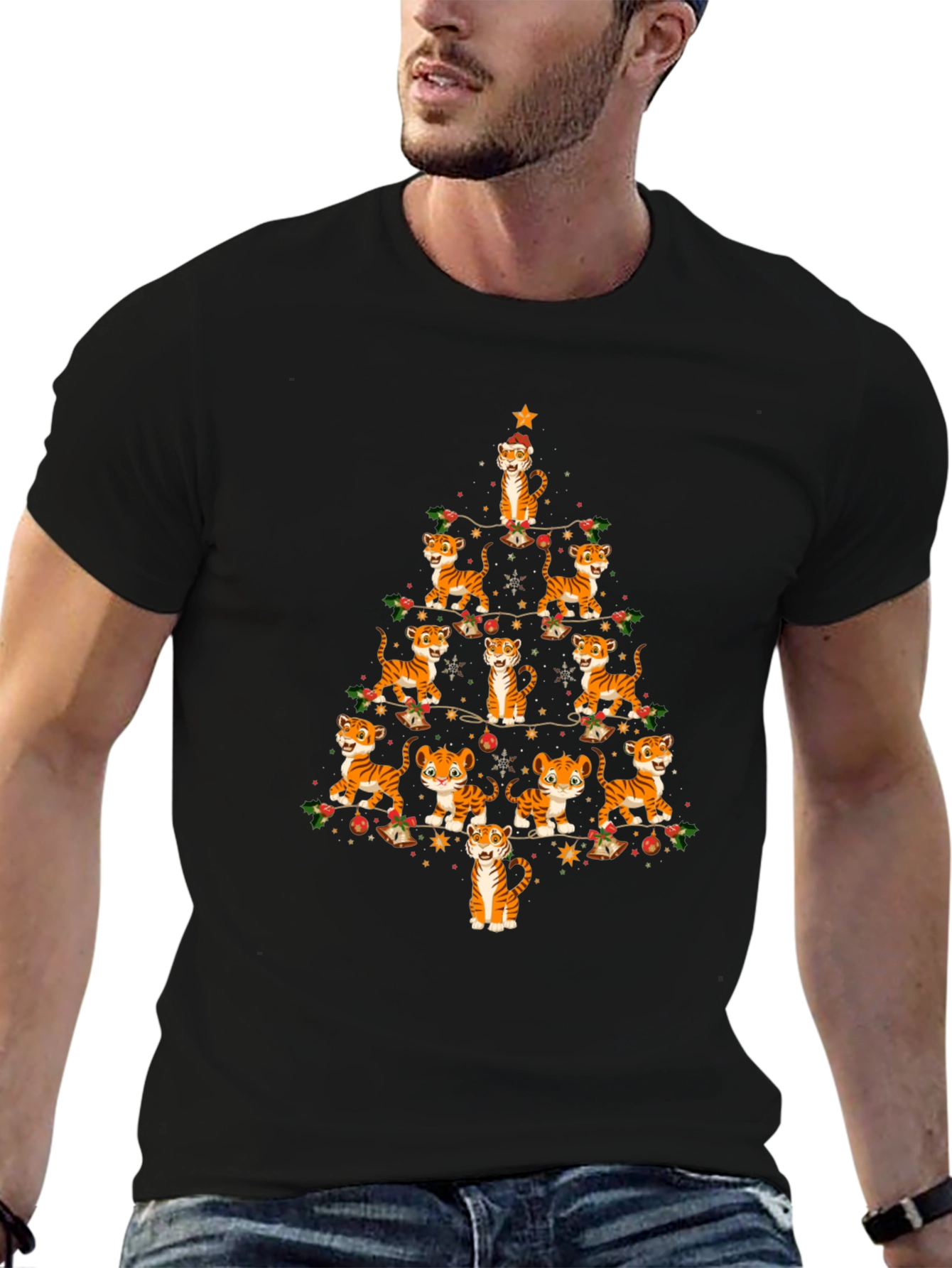 Tiger Christmas Tree T-Shirt - Holiday Tee