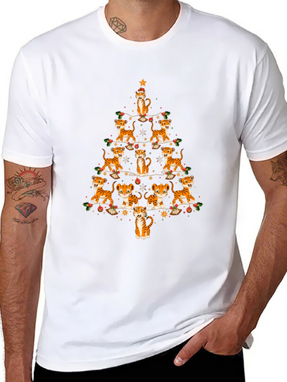 Tiger Christmas Tree T-Shirt - Holiday Tee