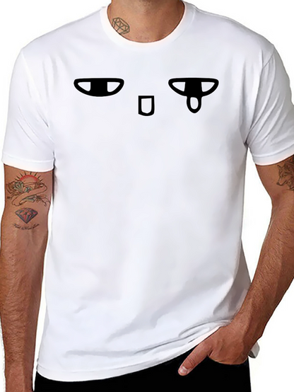 Mens Black Graphic T-Shirt - Funny Face Design