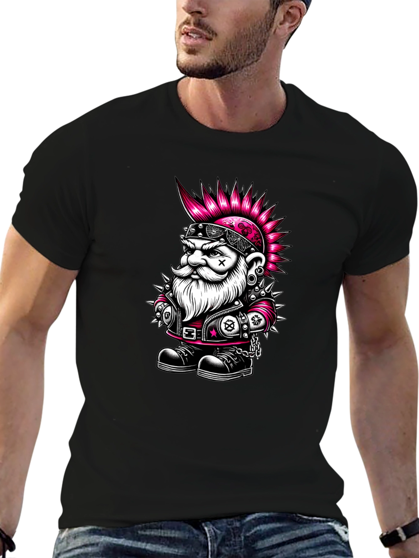 Punk Rock Gnome Graphic T-Shirt - Black