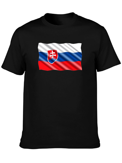 Slovak Flag T-Shirt - Black Cotton Tee