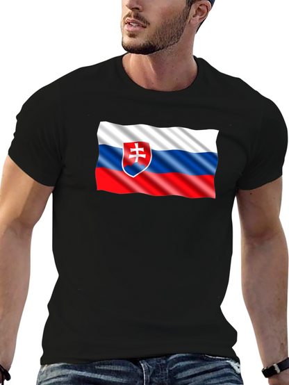 Slovak Flag T-Shirt - Black Cotton Tee