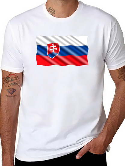 Slovak Flag T-Shirt - Black Cotton Tee