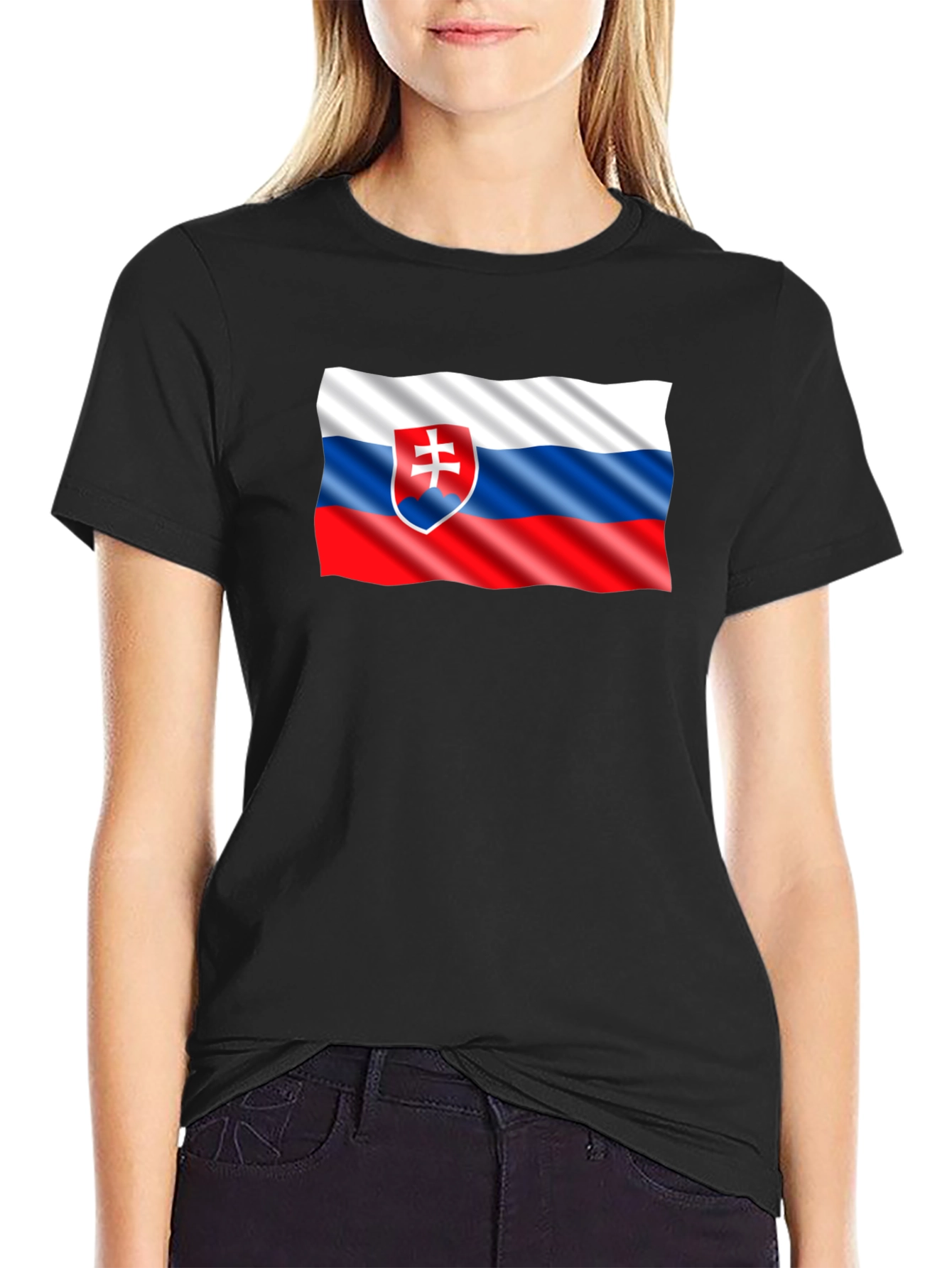 Slovak Flag T-Shirt - Black Cotton Tee
