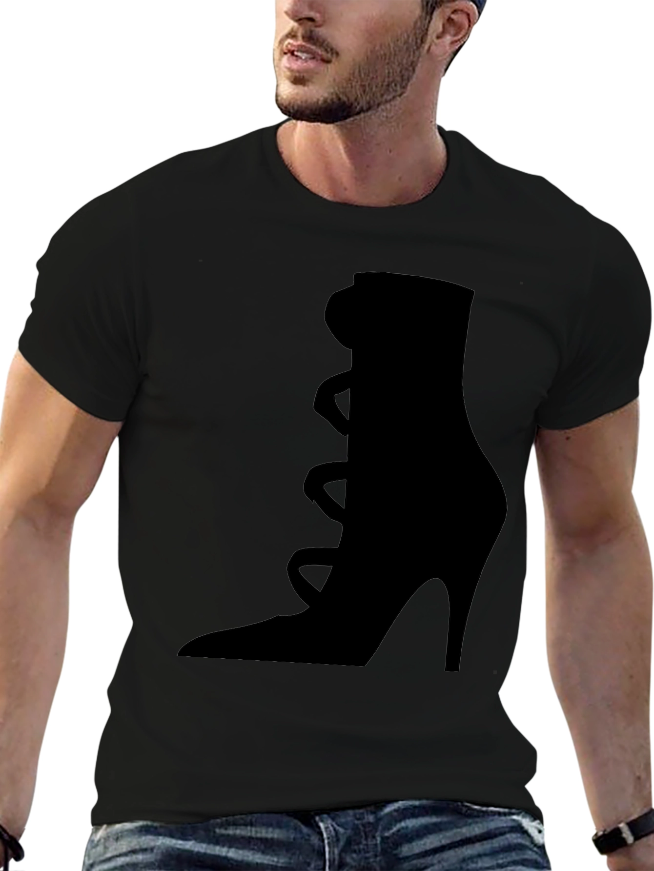 Stylish High Heel Shoe Graphic Tee - Black