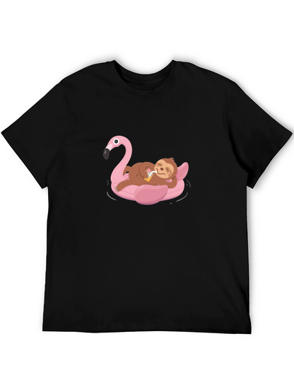 Sloth on Flamingo Float T-Shirt
