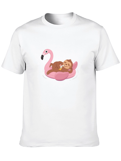 Sloth on Flamingo Float T-Shirt