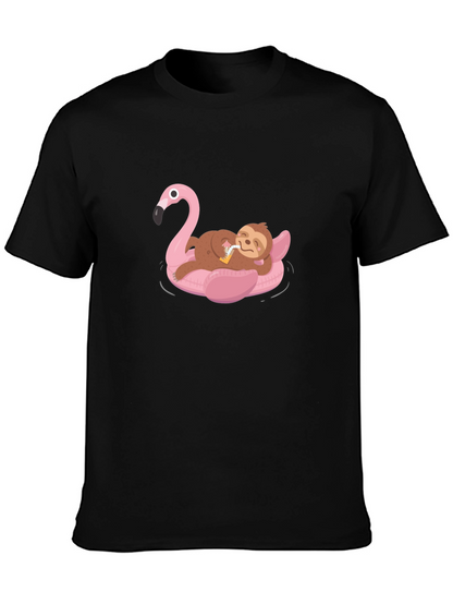 Sloth on Flamingo Float T-Shirt
