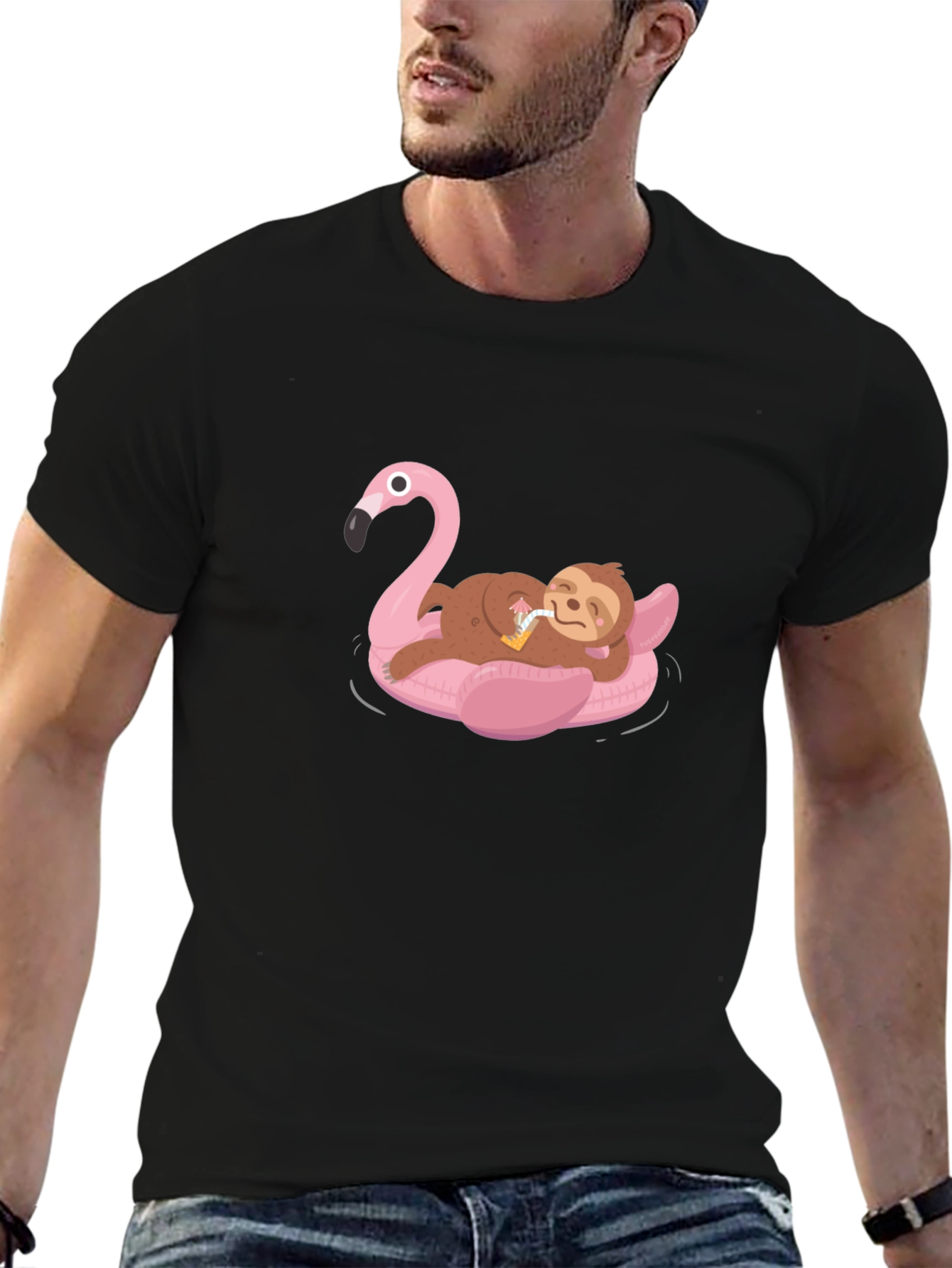 Sloth on Flamingo Float T-Shirt