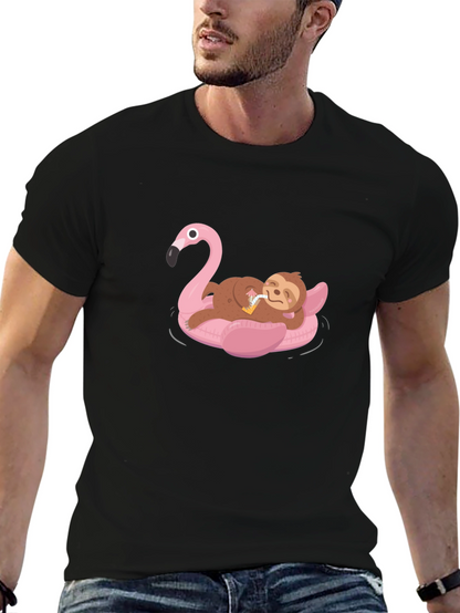 Sloth on Flamingo Float T-Shirt