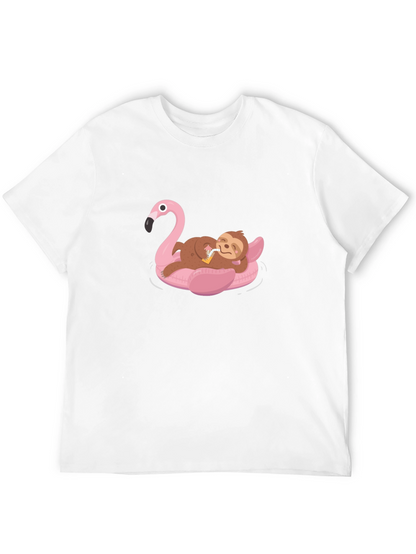 Sloth on Flamingo Float T-Shirt