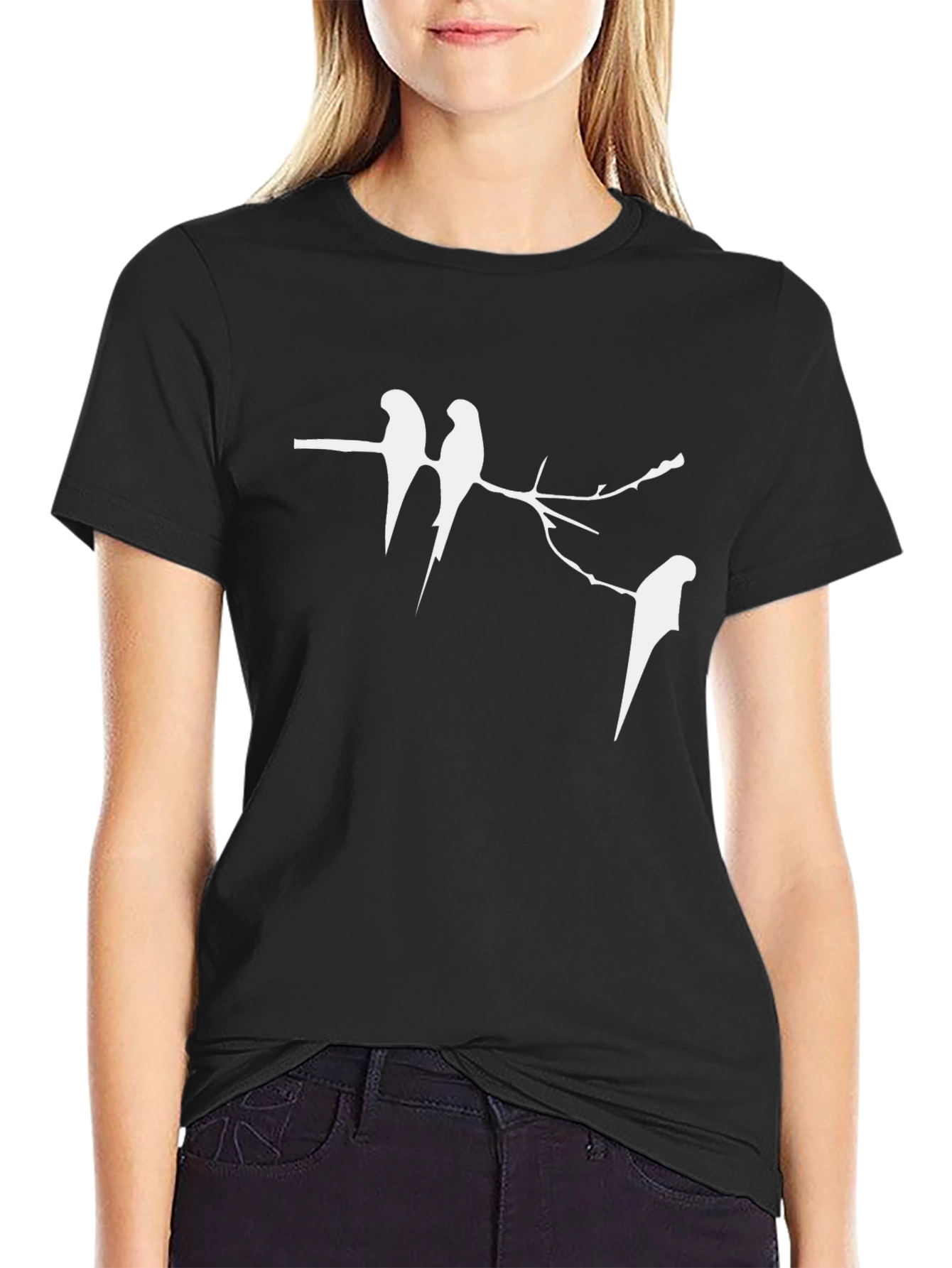 Birds on a Branch Black T-Shirt