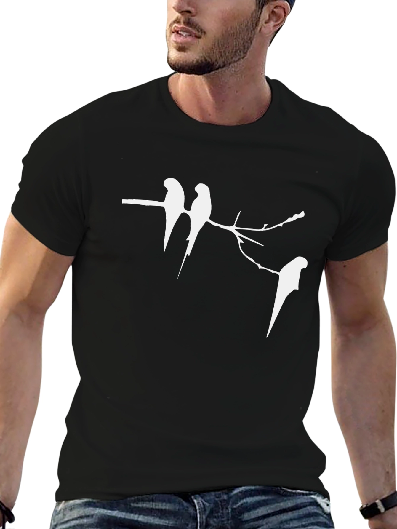 Birds on a Branch Black T-Shirt