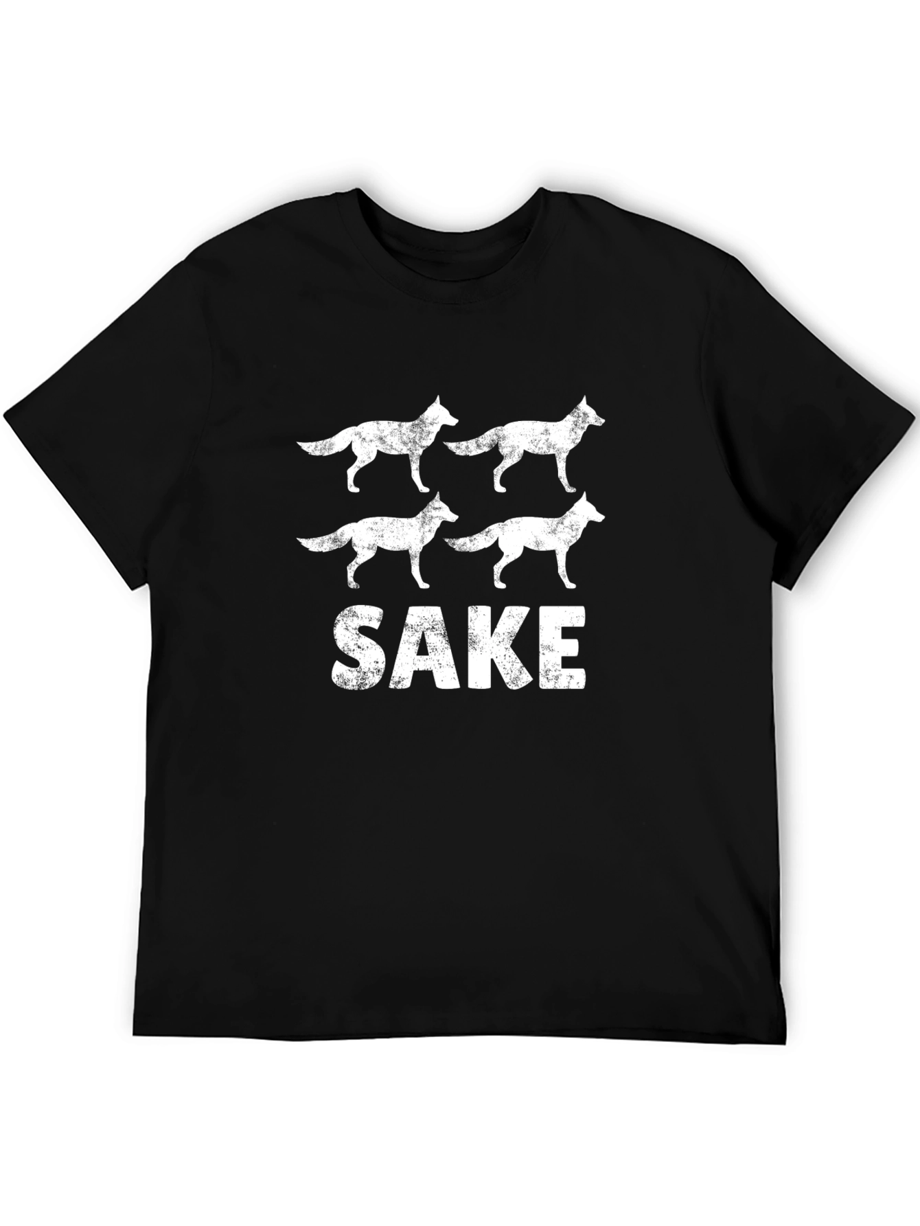 Four Foxes Sake Distressed Graphic T-Shirt