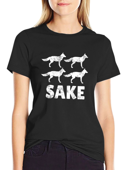 Four Foxes Sake Distressed Graphic T-Shirt