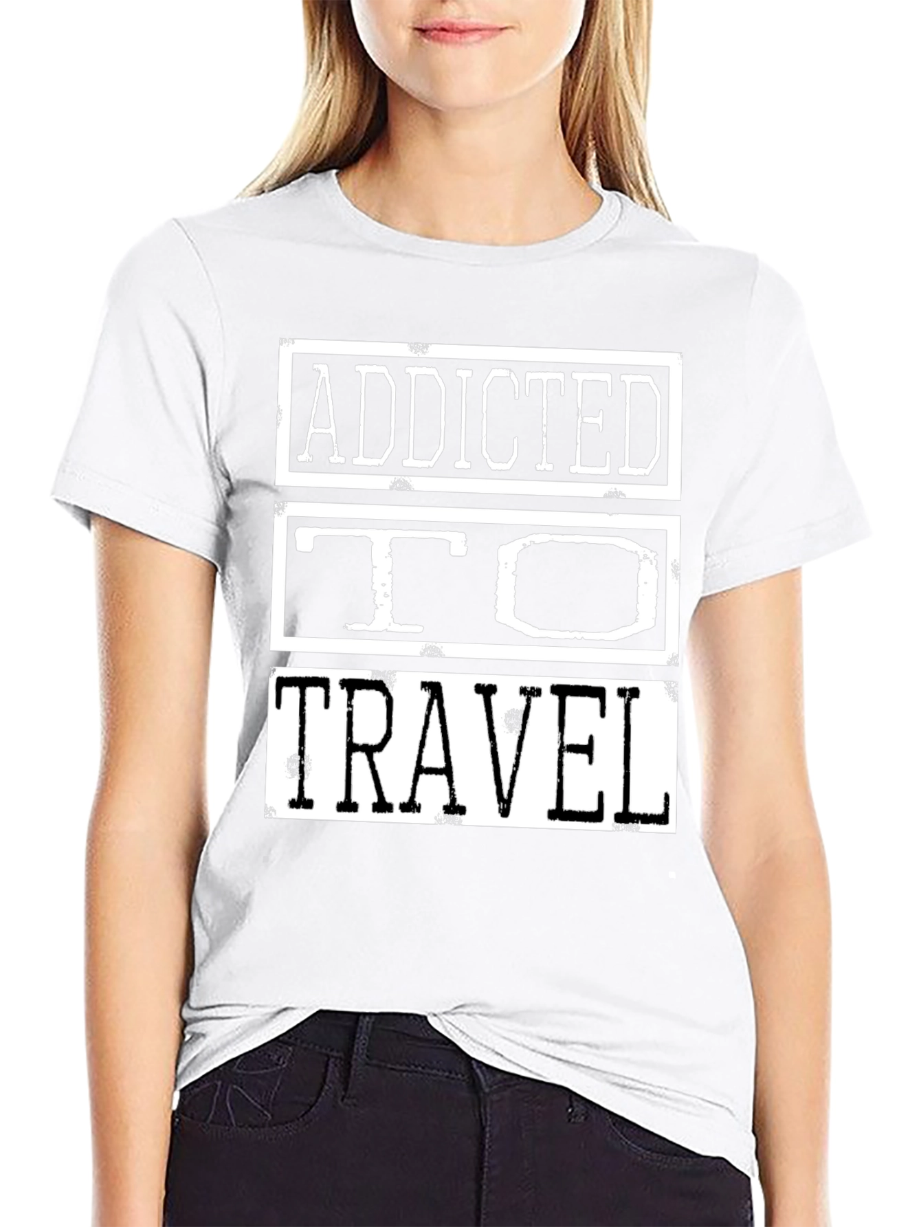 Addicted to Travel Graphic Tee - Black Cotton Shirt