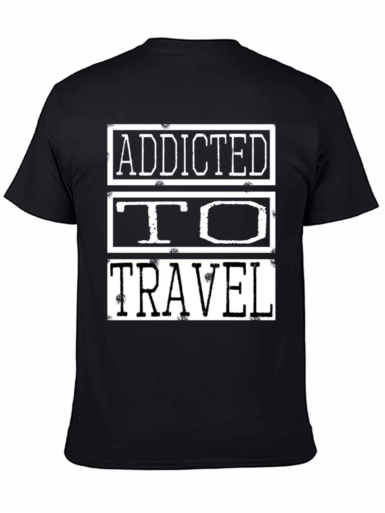 Addicted to Travel Graphic Tee - Black Cotton Shirt