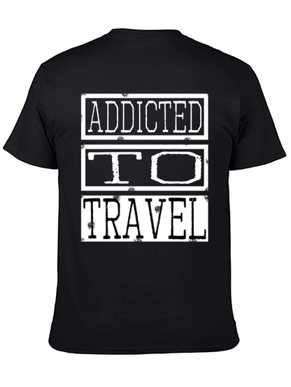 Addicted to Travel Graphic Tee - Black Cotton Shirt