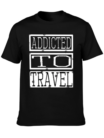 Addicted to Travel Graphic Tee - Black Cotton Shirt