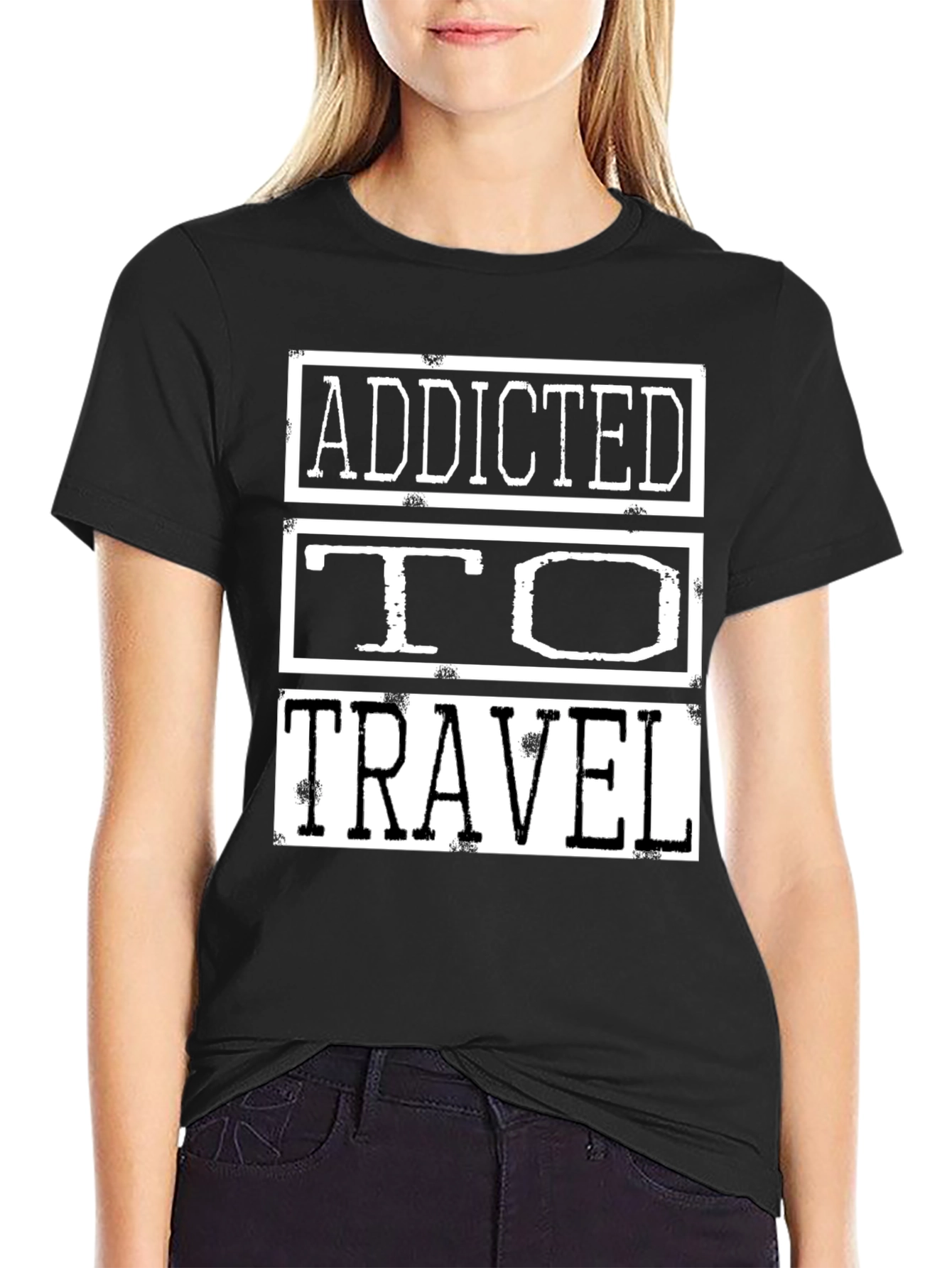 Addicted to Travel Graphic Tee - Black Cotton Shirt