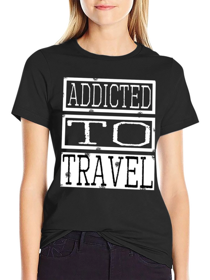 Addicted to Travel Graphic Tee - Black Cotton Shirt