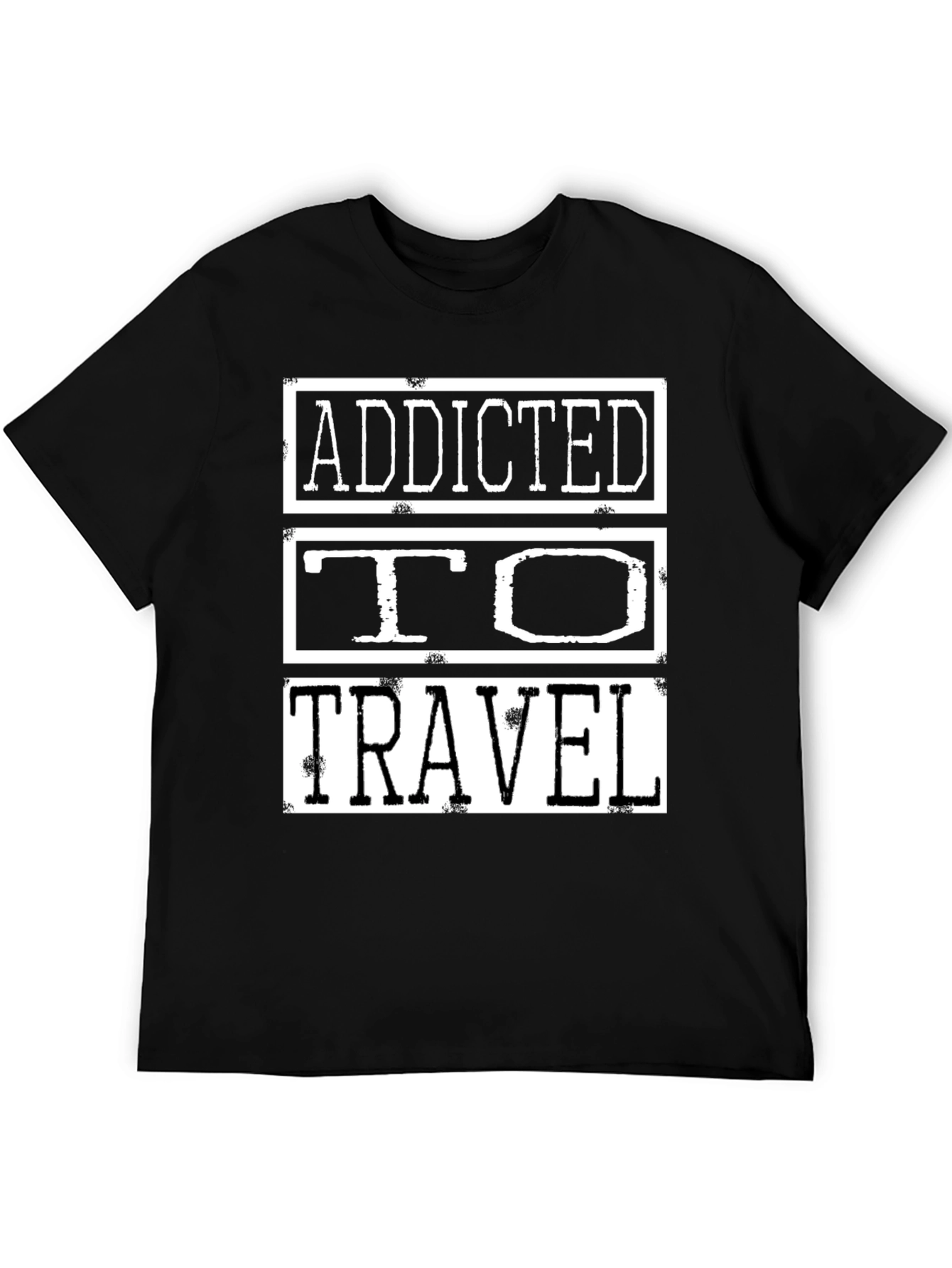 Addicted to Travel Graphic Tee - Black Cotton Shirt