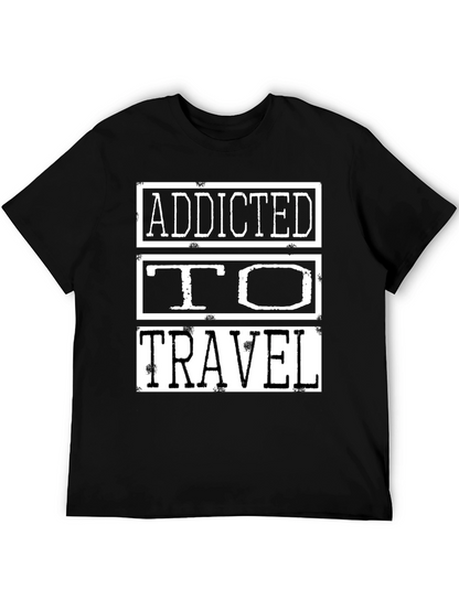 Addicted to Travel Graphic Tee - Black Cotton Shirt