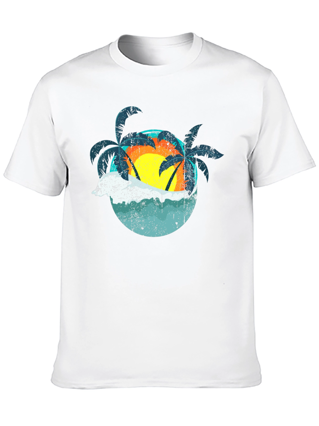 Retro Sunset Palms T-Shirt - Black