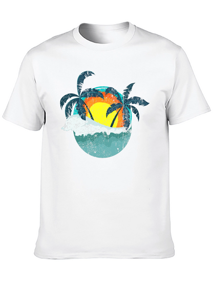 Retro Sunset Palms T-Shirt - Black