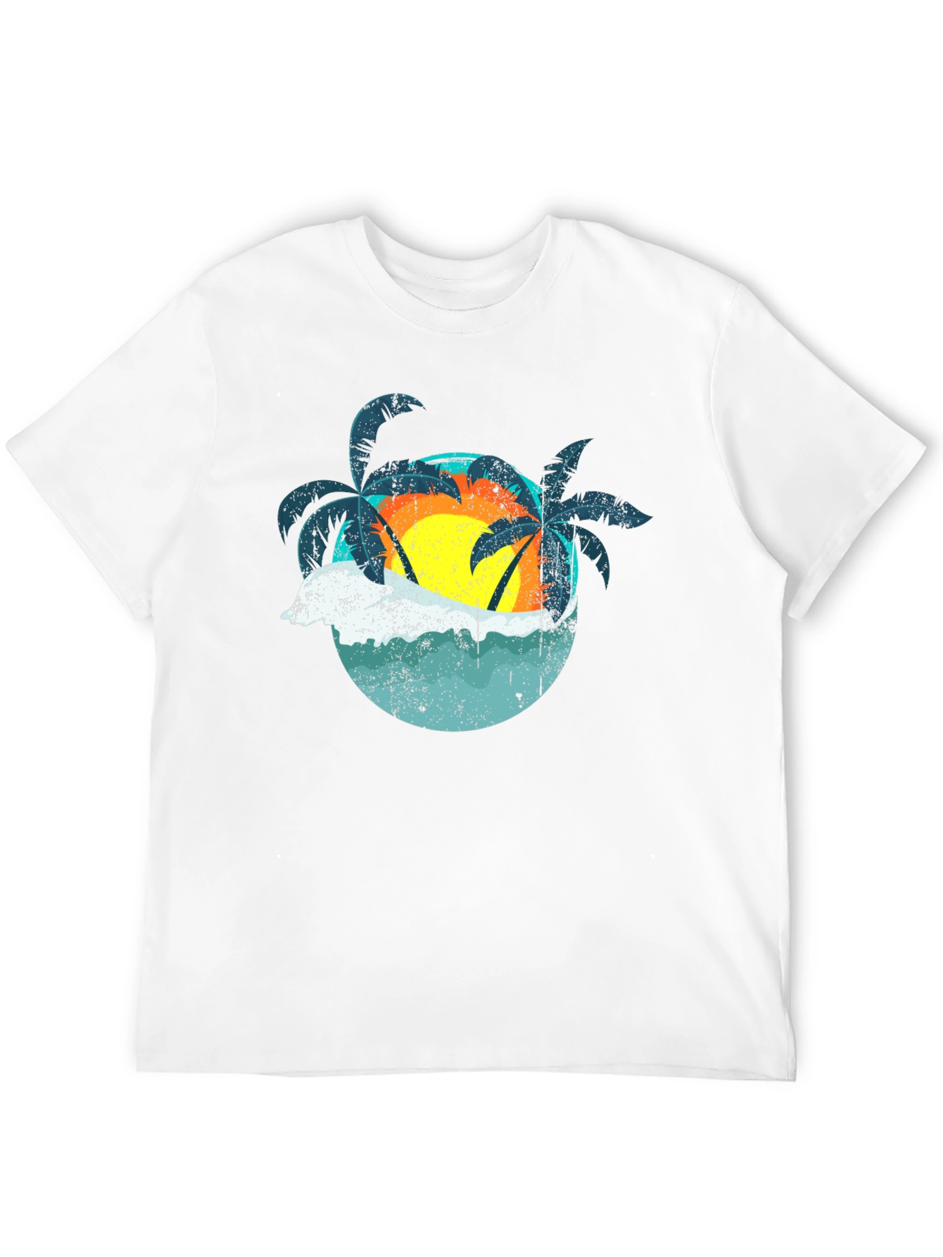 Retro Sunset Palms T-Shirt - Black