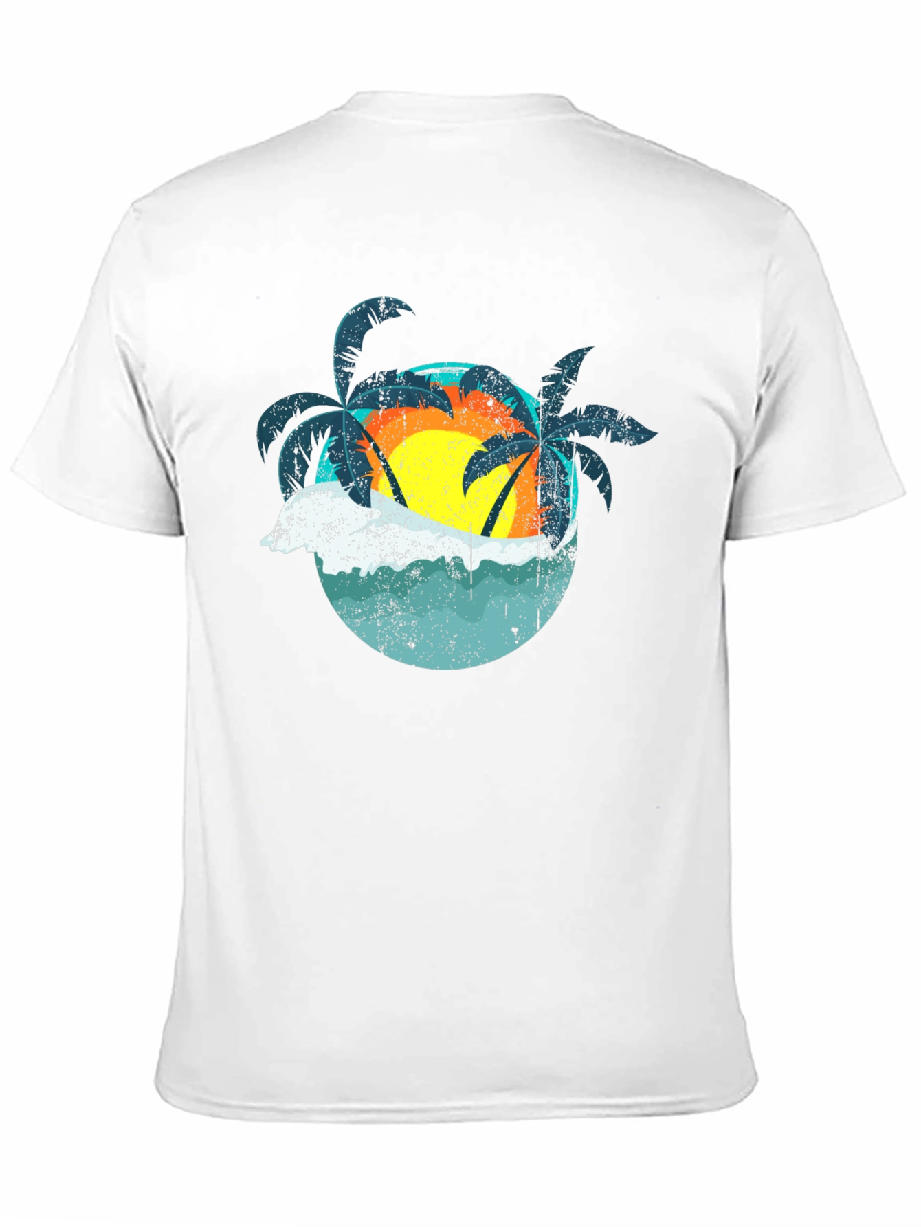Retro Sunset Palms T-Shirt - Black