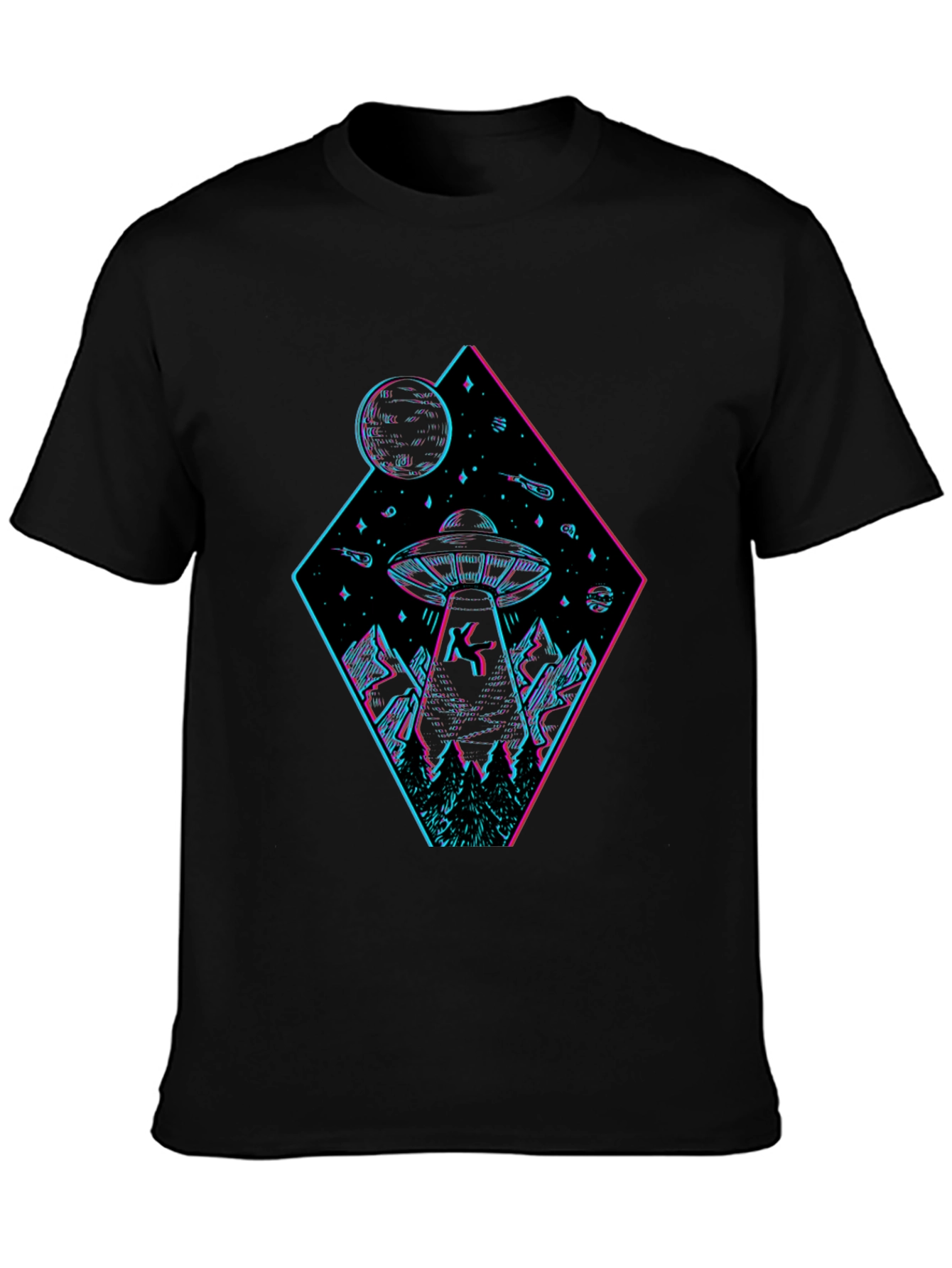 UFO Abduction Graphic T-Shirt - Black
