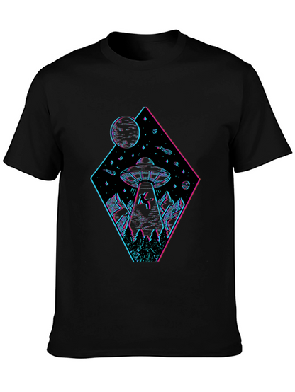 UFO Abduction Graphic T-Shirt - Black