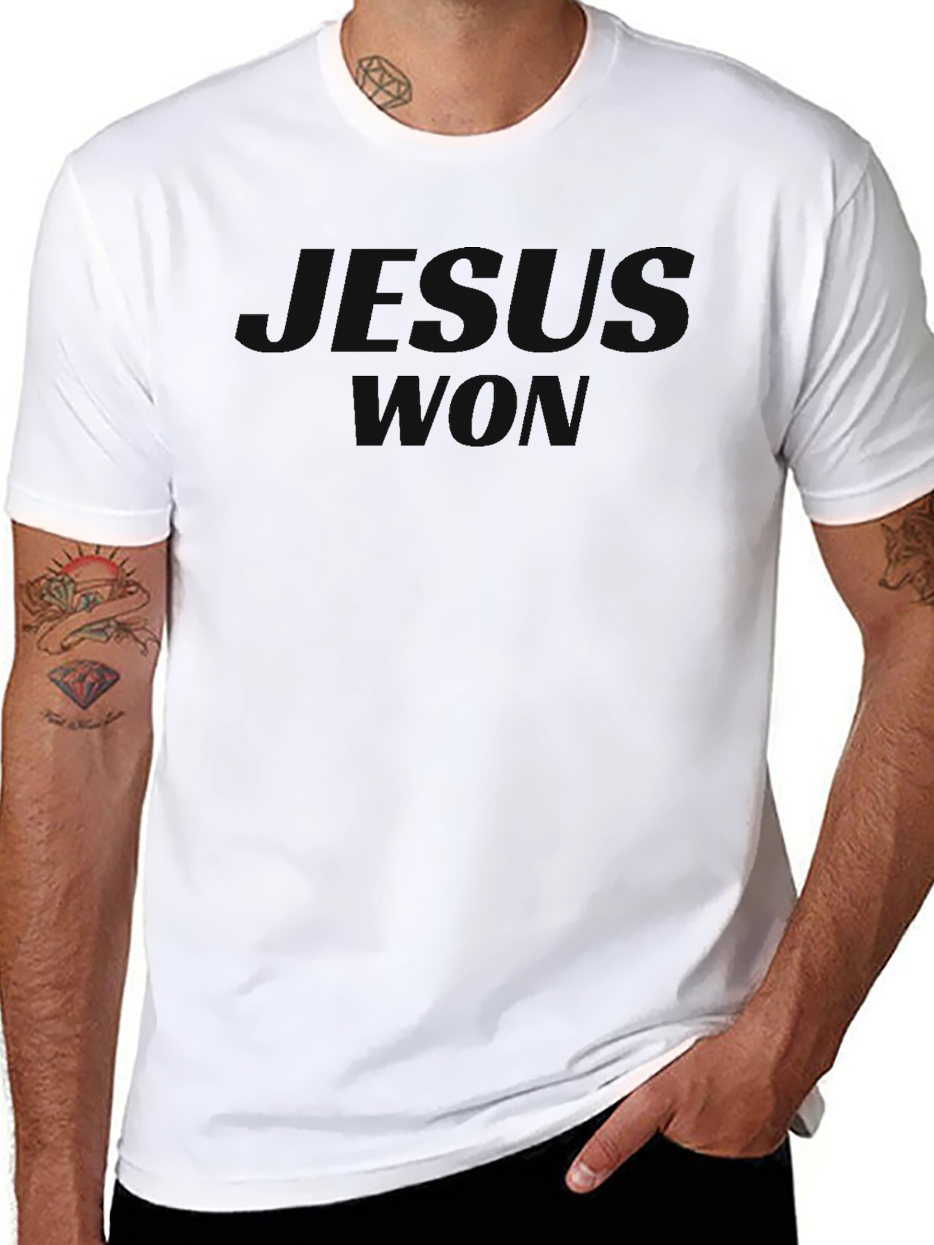 Jesus Won Black Crew Neck T-Shirt